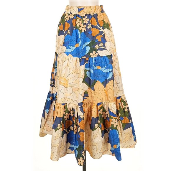 Sezane x Farm Rio Sakura Midi Skirt in Floral Mandacaru 36 4 - Picture 4 of 6